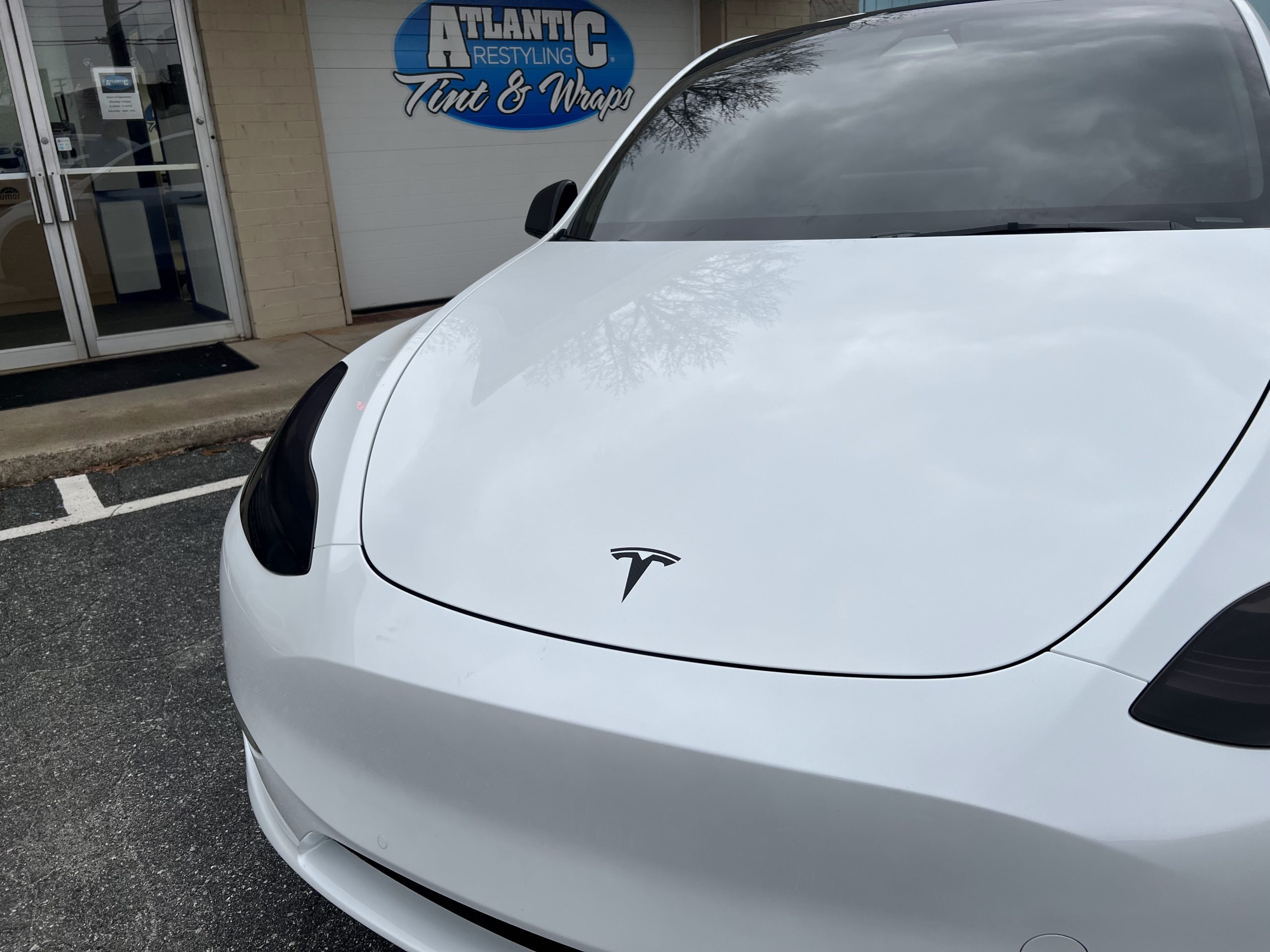 White Tesla paint protection film in High Point, NC